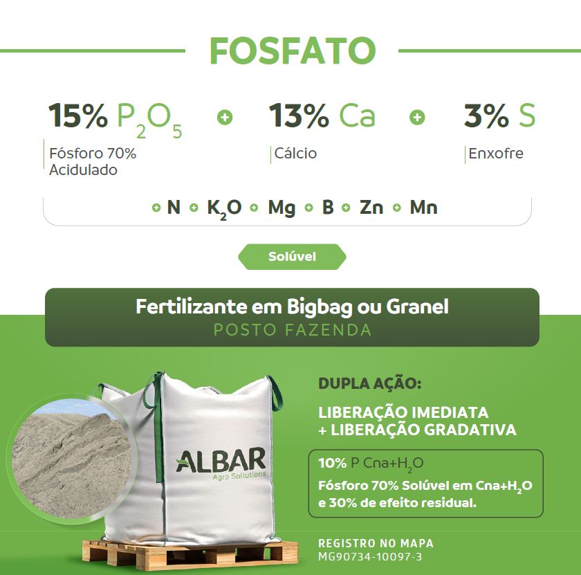 Fertilizante Fosfatado 15% P+13% Ca+3% S + Micros (alternativa a super simples, MAP, NPK) - 0